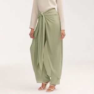 Sarong Skirt & Pants Two Piece Set - Green